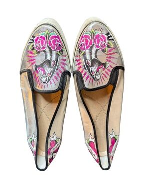 Ed Hardy Pink Floral Tiger Jackie Slip-On Mules